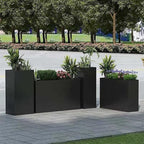 Galvanized Steel Metallic Heavy Planter for Outdoor Plants 24" x 12" x 24" Metal Rectangular Outdoor Planter Box Spliced Flower Box with Partitions for Outside,Indoor,Garden (Black, 24*12*24)