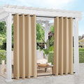 NICETOWN 2 Panels Outdoor Curtains for Patio Waterproof, Sunlight Block Rustproof Grommet Top and Bottom Windbreak Thick Enough Keep Sun/Rain Out for Deck, Biscotti Beige, W52 x L108