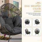 Vongrasig Outdoor Wicker Egg Chair PE Rattan Chair with Cushion, Oversized Patio Lounge Chair for Outdoor, Indoor, Balcony, Backyard, Garden, Black/Rattan