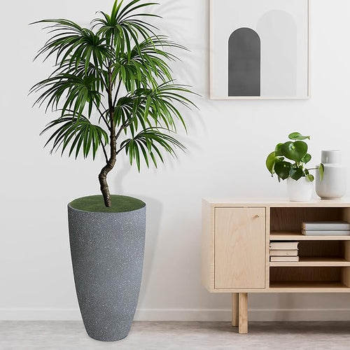 2 Packs 21 inch Tall Planter, Indoor Outdoor Round Planter for Porch, Large Plant Pot with Drainage Hole for Home Garden Front Door, Modern Decorative Pots for Plants (Dark Gray)