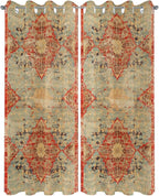 Boho Outdoor Curtains for Patio Waterproof, Grommet Privacy Curtain Drapes Weatherproof Outside Curtains for Porch GazeboPergola Cabana 2 Panel 54x108inch Rustic Bohemian Floral Tribal Orange