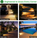 Low Voltage Inground Landscape Lights - Outdoor Soft White & Bright White 5 Selectable Colors Turret Top Well Light, LED in-Grade Fixture, ORB Aluminum for Path Yard Floor 3W 170LM 10 Pack