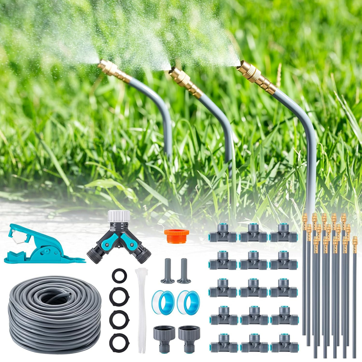64ft drip irrigation system 1/4", 360° adjustable misting, main product view