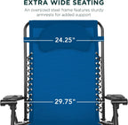 Best Choice Products Oversized Zero Gravity Chair, Folding Outdoor Patio Lounge Recliner w/Cup Holder Accessory Tray, Pillow - Marine Blue
