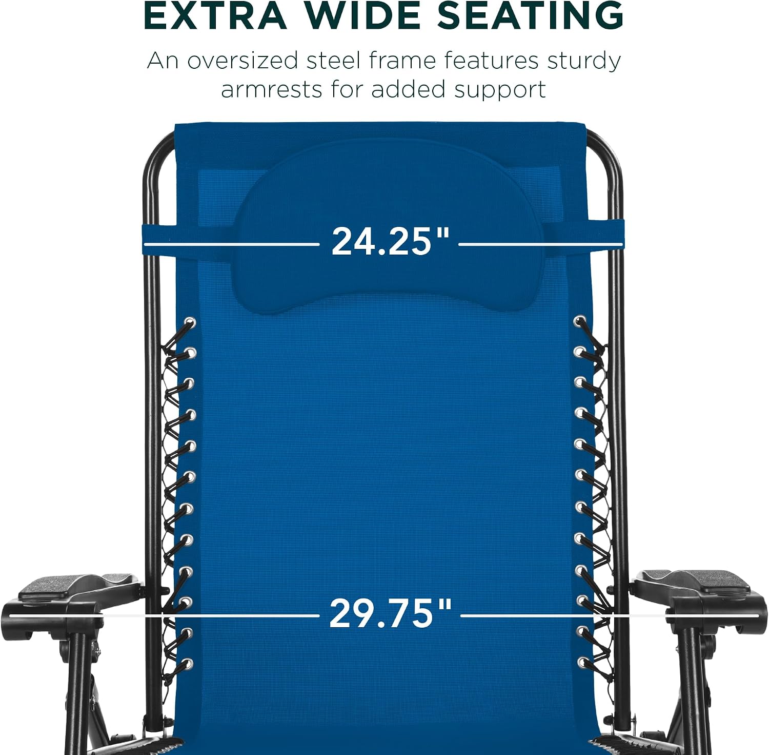 Best Choice Products Oversized Zero Gravity Chair, Folding Outdoor Patio Lounge Recliner w/Cup Holder Accessory Tray, Pillow - Marine Blue