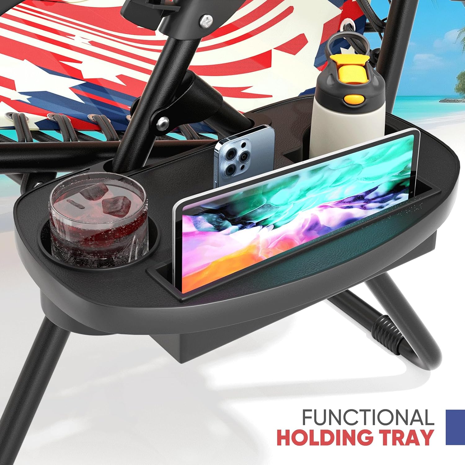 Magshion Zero Gravity Lounge Chair, Reclining Camping Chair | 95°-160° Adjust, Folding Patio Recliner for Outdoor, Side Tray & Cup Holder, Pillow, Portable Lounger for Beach Pool Patio