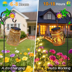 Solar Lights Outdoor Waterproof Garden Decor,Solar Watering Can Lights Hummingbird lanterns,Birthday Gifts for Mom Women,Decorative Outside Metal Hanging Fairy String Light for Yard Art Patio Porch