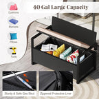Tangkula 40 Gallon Outdoor Bench with Storage, Patio Wicker Storage Bench with Cushion, Cover, Metal Frame, Deck Box Seat for Backyard, Poolside, Balcony, Garden