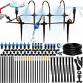 Drip Irrigation System Kit with Atomizing Copper Nozzles, 50 feet | For Raised Beds, Potted Plants or Greenhouse with 16pcs 360° Adjustable Watering Spray Nozzles