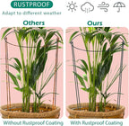 32 inch Plant Support Stakes, 10 Pack Half Round Metal Garden Plant Stake Heavy-Duty Plant Support Ring and Cage with Plant Clip & Twist Tie for Indoor and Outdoor Plants, Vegetable, Flowers