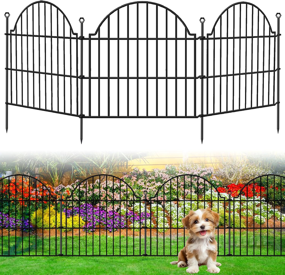 10 panels no dig decorative outdoor garden fence, main product view
