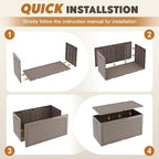 Outdoor Storage Box, Resin Deck Boxes Indoor and outdoor, Waterproof Storage Box Lockable Lid (Grey, 101 Gallon)