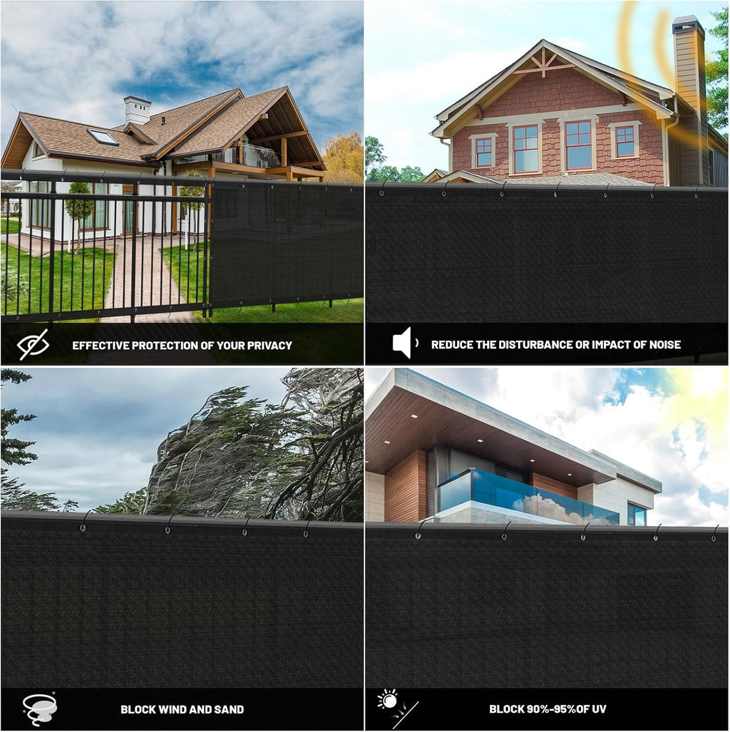 sunny guard 5’ x 25' privacy fence screen showing dimensions