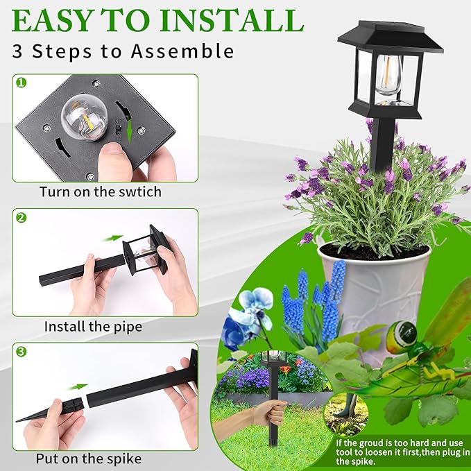Greluna Solar Lights Outdoor,12 Pack 6000K Waterproof Auto On/Off Solar Pathway Lights for Your Garden, Landscape, Path, Yard, Patio, Driveway,Walkway Decor