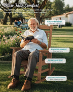 SERWALL Outdoor Rocking Chair Brown Set of 8, All Weather Patio Rocking Chair, HDPE Poly Rocking Chair for Adults, Heavy Duty Front Porch Rocker