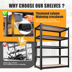 Set of 2 Garage Shelving Heavy Duty Storage Shelves, Metal Adjustable Shelving Unit, Utility Garage Organizer Shelf for Basement, Pantry, Kitchen, Warehouse, 13.8''Dx31.5''Wx71.2''H, Black