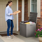 Outdoor Storage Box, Resin Deck Boxes Indoor and outdoor, Waterproof Storage Box Lockable Lid (Grey, 35 Gallon-2 Pack)