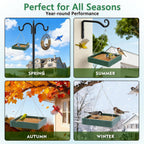 Gtongoko WPC Composite Platform Bird Feeder Hanging, Large 3.5 lbs Capacity, Durable, Seed Tray Bird Feeder for Outdoors with Metal Mesh Bottom Weather-Resistant for Garden Yard, Green
