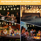 75FT Outdoor String Lights with 35 Bulbs(2FT Spacing), 3 Spare Bulbs | 2FT Bulb Spacing, IP65 Waterproof, Commercial, Perfect for Patio, Porch, Backyard