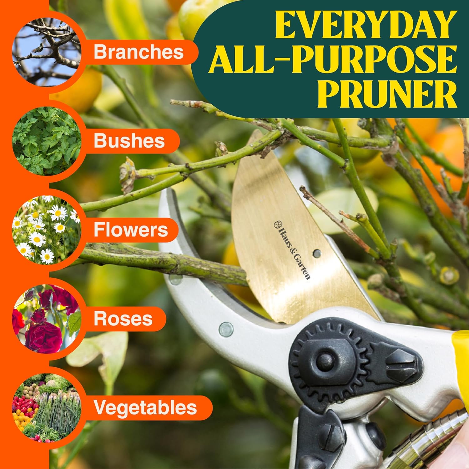Haus & Garten ClassicPRO 8.5" Premium Titanium Bypass Garden Shears - Use as Pruners, Pruning Shears for Gardening, Hand Pruners, Handheld Garden Clippers Scissors Tool