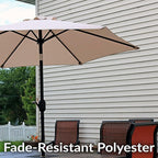 Sunnydaze Outdoor Patio Umbrella - Polyester Table Market Umbrella with Push-Button Tilt and Crank - 6 Sturdy Ribs - Beige - 7.5ft