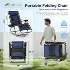 MAISON ARTS Foldable Zero Gravity Chair Set of 2, Cup Holder, 28" Seat Blue | Outdoor Foldable Recliner, Removable Cup Holder, 28in Seat, Armrest Included, Holds Up to 400 LBS