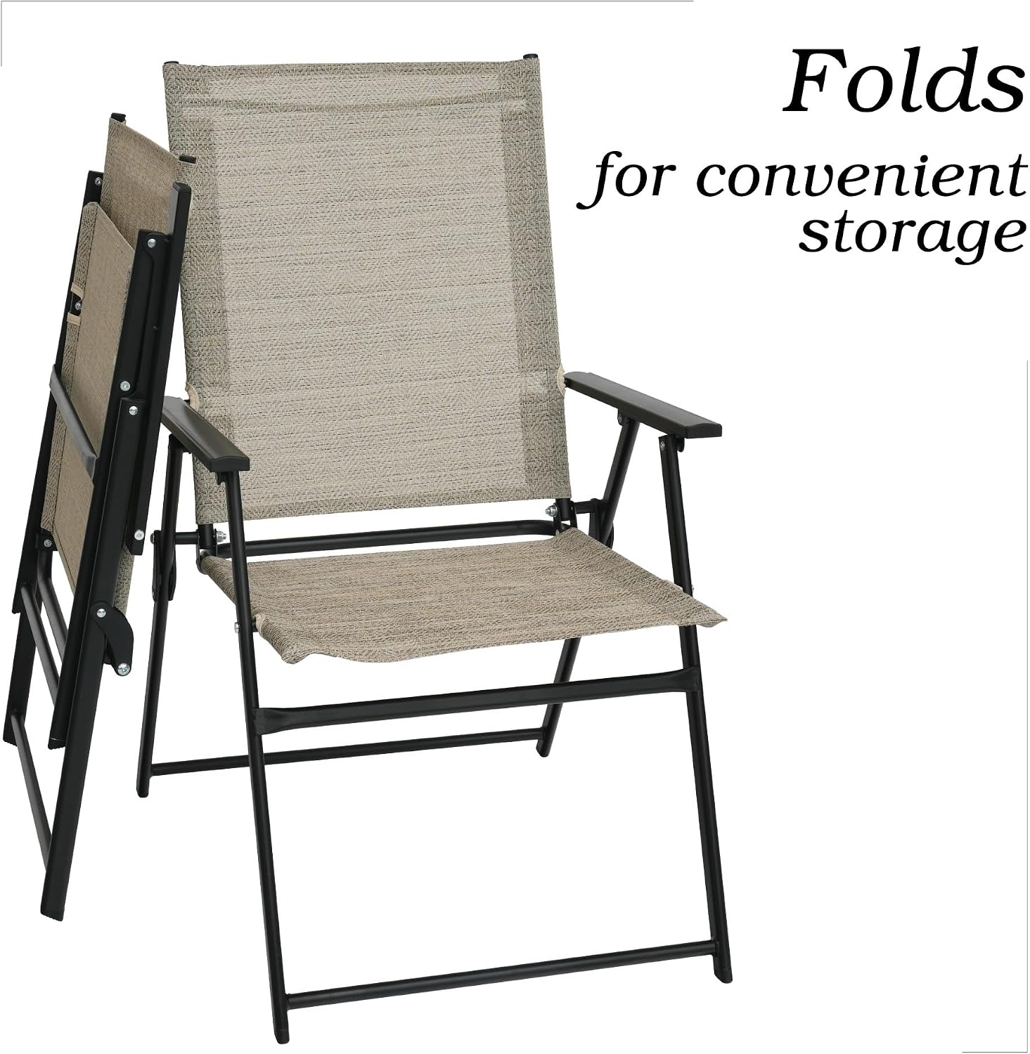 4pcs Folding Chairs for Outside, Foldable Patio Dining Chairs | Portable Lawn Chairs 4 Pack, All-Weather Outdoor Camping Chairs, Galvanized Steel Frame, Textilene Mesh Fabric