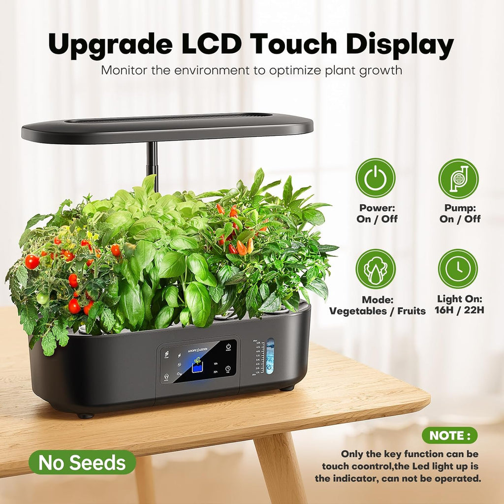 ahopegarden hydroponics growing system kit: 12 pods with, side view