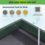 Gtongoko WPC Composite Platform Bird Feeder Hanging, Large 3.5 lbs Capacity, Durable, Seed Tray Bird Feeder for Outdoors with Metal Mesh Bottom Weather-Resistant for Garden Yard, Green