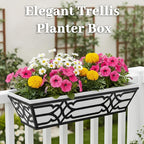 2 Pack 24 Inch Railing Boxes Planter for Outdoor Plants Adjustable Brackets for Porch Fence and Balcony Window Planter Box with Non-Woven Fabric Liner for Hanging Flower Baskets (2, Black)