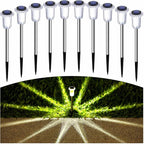 Solar Lights Outdoor 10 Pack Solar Pathway Lights Outdoor LED Waterproof Stainless Steel Driveway Lighting for Outdise, Yard, Walkway, Sidewalk, Garden, Lawn (Warm White)