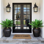 Ivydale Fake Plants 18 Inch Agave Artificial Plants Outdoor 2 PCS for Outside Decoration, Faux Greenery UV Resistant Artificial Outdoor Plants for Front Door Porch Planter Urn Patio Garden Yard(Green)