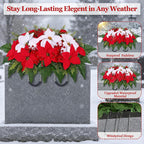 3 sets christmas cemetery flowers for grave, poinsettia showing dimensions