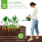 Best Choice Products 6x3x2ft Outdoor Metal Raised Garden Bed, Deep Root Box Planter for Vegetables, Flowers, Herbs, 269 Gallon Capacity, 100% Non Toxic Materials - Dark Brown Wood Grain