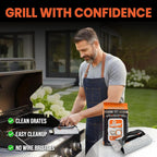 Proud Grill Q-Swiper Easy-Clean Grill Cleaner Set, Grate Cleaning Solution | Set -1 Bristle-Free Brush with Scraper & 25 Moist Cleaning Wipes, Grease & Grime Remover for Outdoor Grilling, Safe on Grills