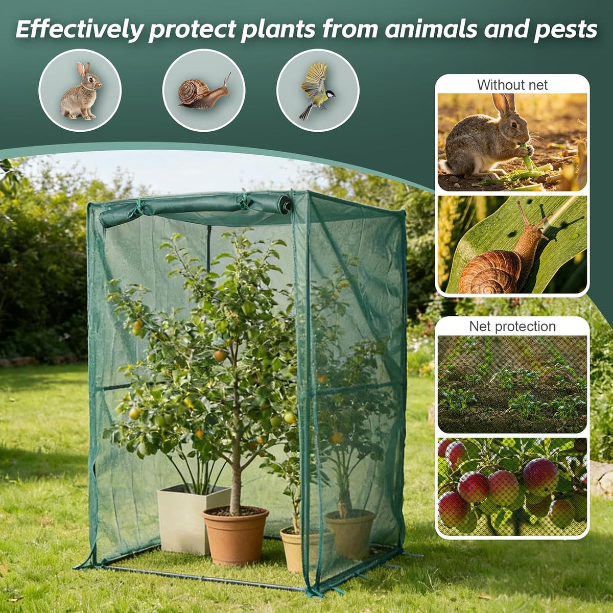 4x4ft plant netting cover – 6ft tall garden, close-up detail