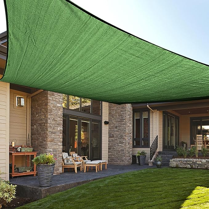 LOVE STORY Custom Size 8'x15' Piquant Green Sun Shade Sail Rectangle UV Block Canopy Patio Sail Sunshades Fabric for Outdoor Garden Carport (We Make Custom Size)