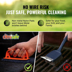 Citrusafe Grill Scrubber and Refill Kit - Heavy Duty Plastic Handle with 3 Pack of Scrubber Pads plus 6 Pack Refill