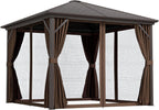 outsunny 10' x 10' hardtop gazebo with curtains, main product view