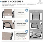 Patio Dining Chairs Set of 2, Outdoor Stackable Chairs, Breathable Seat and Alloy Steel Frame Fit for Backyard,Garden,Porch, Lawn，Poolside (Light Brown)