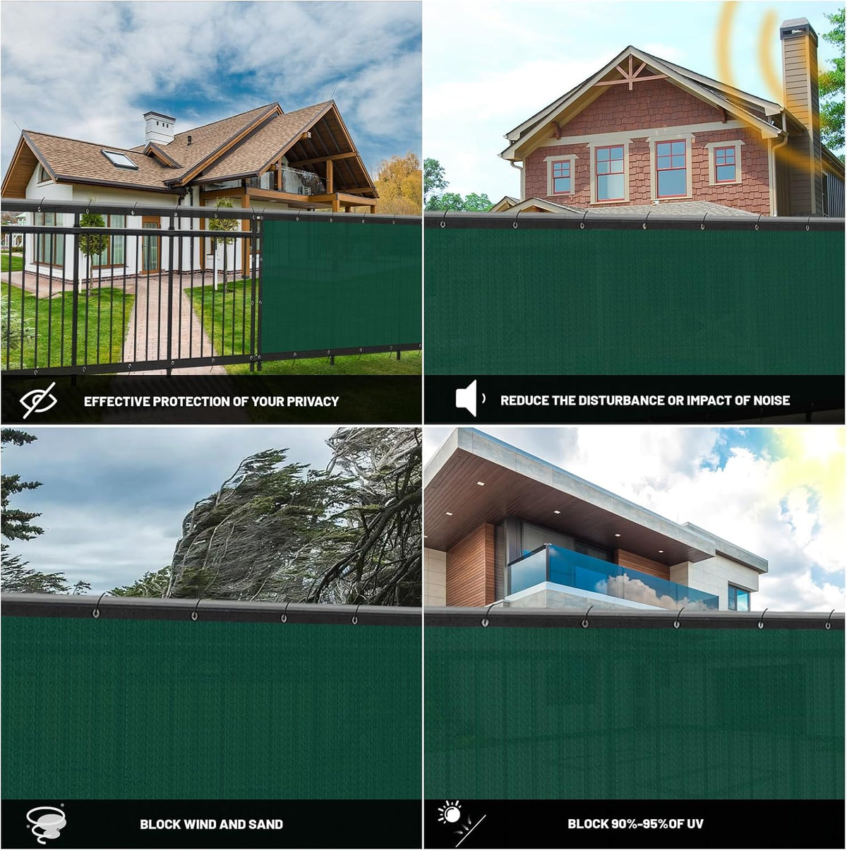 sunny guard privacy screen fence 4/5/6/8 ft heavy, side view