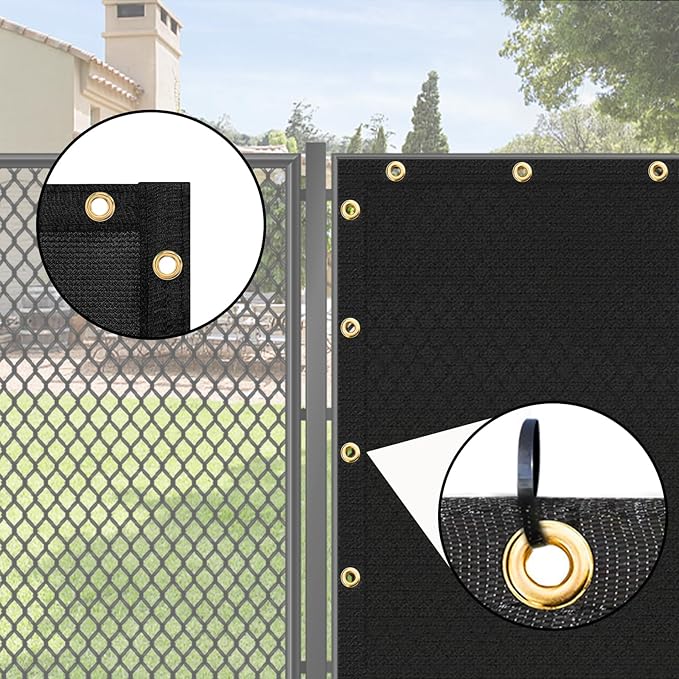 UPGRADE Privacy Screen 3' x 10' Fence Commercial Shade Cover with Brass Grommets Heavy Duty Perfect for Outdoor Back Yard, Black, Customizable