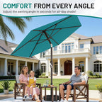 AreShark 7.5FT Patio Umbrella Table Market Umbrella with 6 Sturdy Ribs, Button Tilt/Crank, Heavy-Duty Outdoor Umbrellas for Pool, Deck, Garden and Backyard, Cerulean