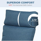 Grand patio Outdoor Recliner Air Pump 150° Lay Flat Reclining Chair with Independent Adjustable Back and Footrest Removable Olefin Cushion Flip-Up Table Wicker Peacock Blue 2PCS
