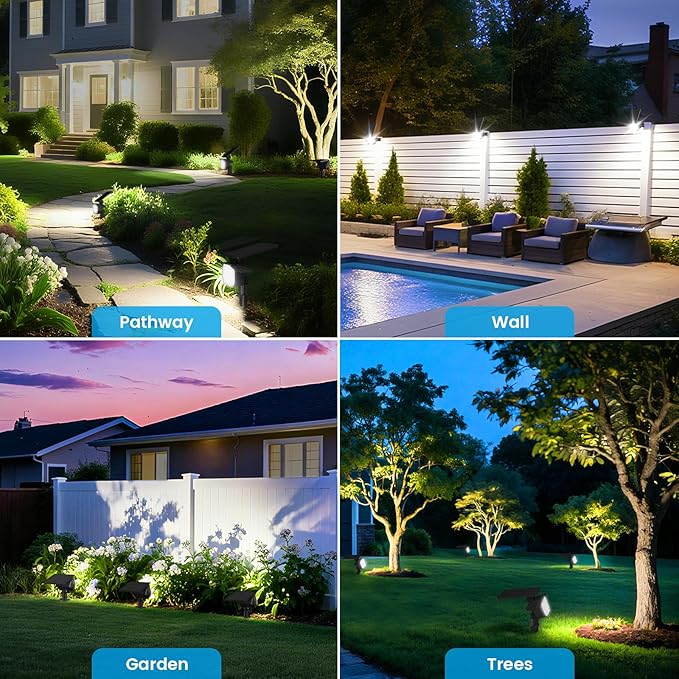 VOLISUN Solar Spotlight Outdoor, IP67 Waterproof Solar Landscape Spot Lights，Uplights for Yard Garden Pathway - 2 Pack (Cool White) 27 LED 3 Lighting Modes