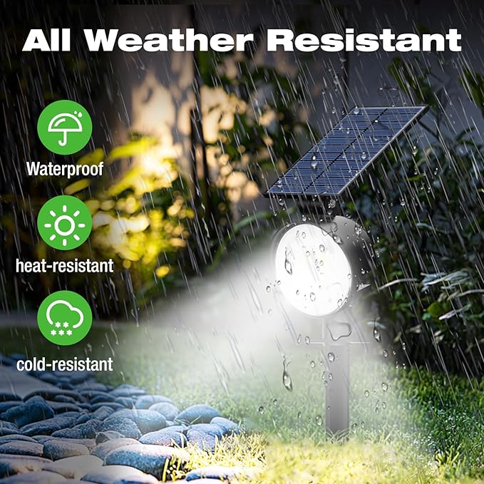nipify 6 Pack Solar Spot Lights Outdoor Waterproof with 3 Modes, Solar Spotlight Light for Outside Yard Landscape Lighting Pathway Lights Wall,Cool White