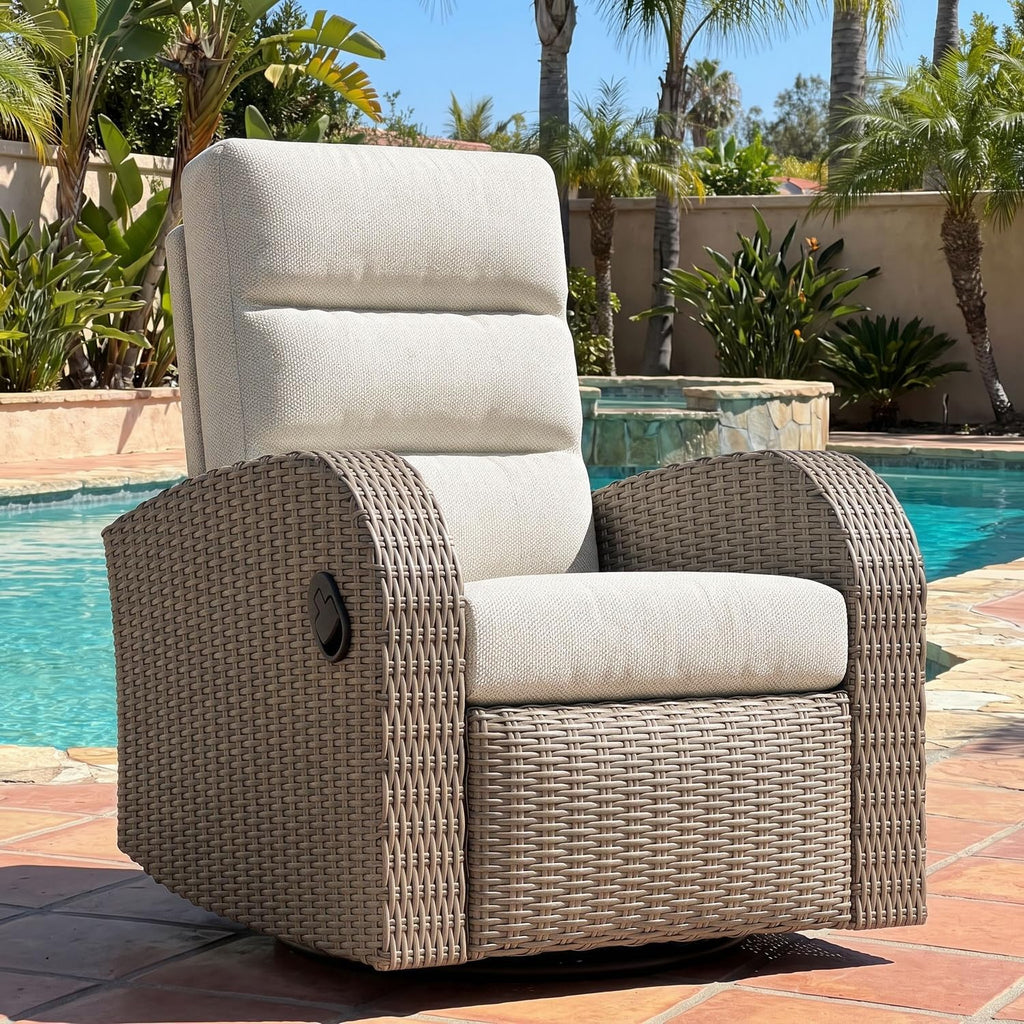 layinsun oversized wicker outdoor swivel glider recliner with, main product view