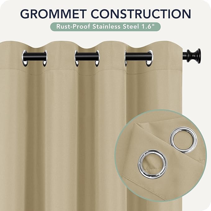 Gazebo Curtains Outdoor Waterproof 6 Panels - Windproof, Privacy, Weatherproof Outside Drapes for Patio Pergola Porch, Grommet Top and Tab Bottom Drape, 110x84 Inch, Cream