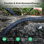 Flat Soaker Hose 25 ft 4-Pack with Splitter, 80% Water-Saving Drip Irrigation Hose 100 ft, Linkable DIY Garden Soaker Hose System for Garden Beds, Lawn, Vegetables & Trees (25ft 4-pack)