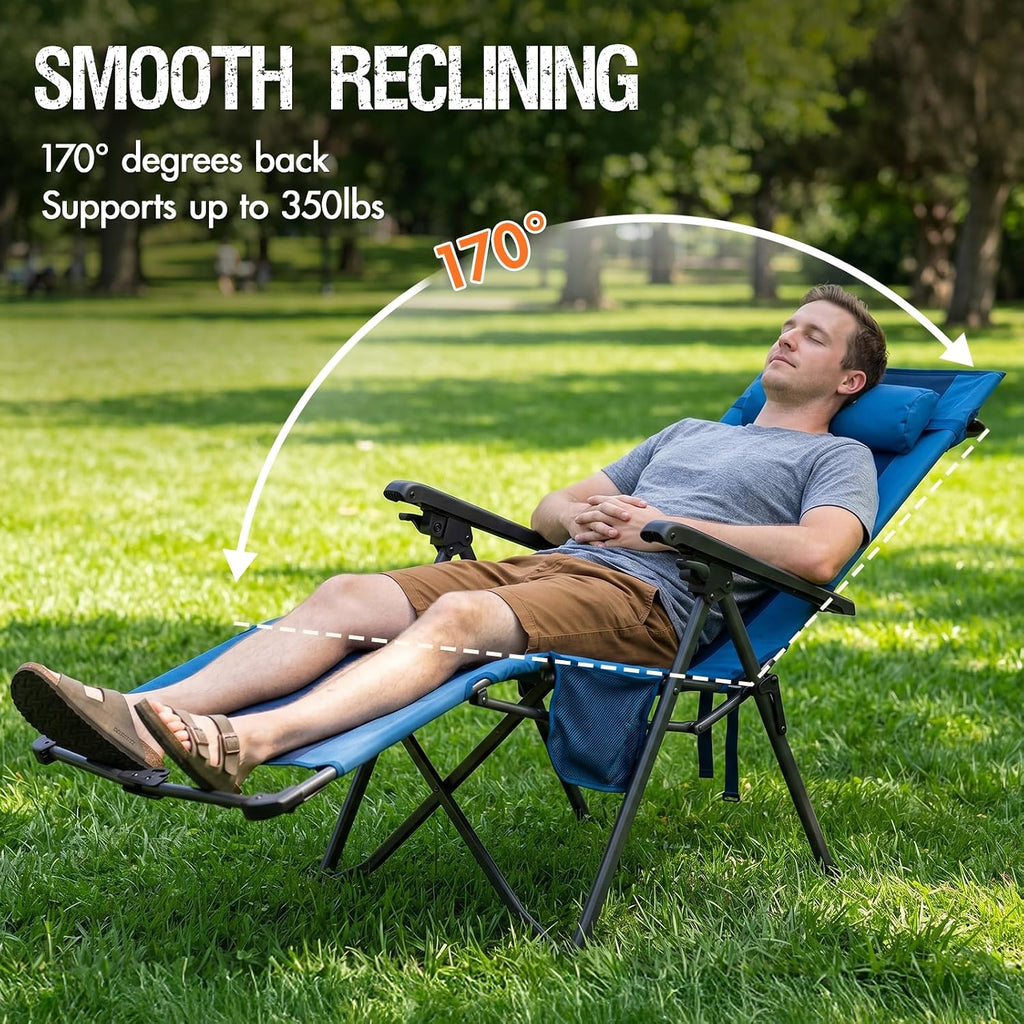 Portal Portable Zero Gravity Chair, Lounge Chair Outdoor Oversized Zero Gravity Chair Folding Lounge Chair with Adjustable Pillows and Cup Holder for Poolside Backyard and Lawn, Support 350lbs